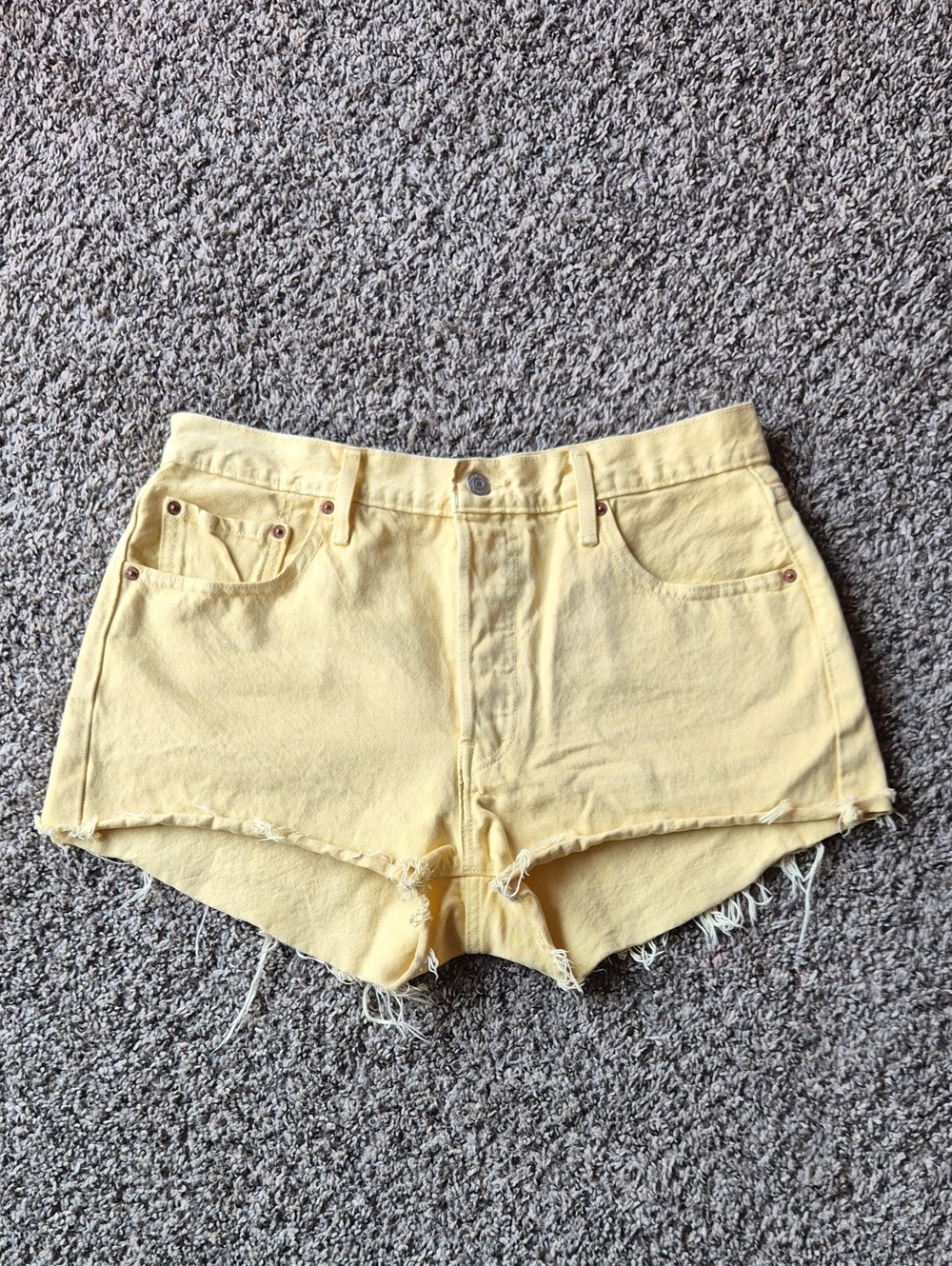 Levi's Pale Yellow Denim Cutoff Shorts